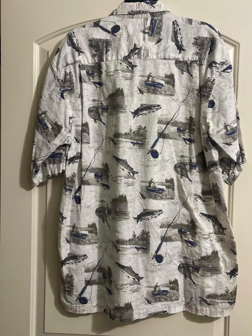Fox Fire Men’s Short Sleeve Fishing Print Shirt XL Tall - Picture 2 of 8